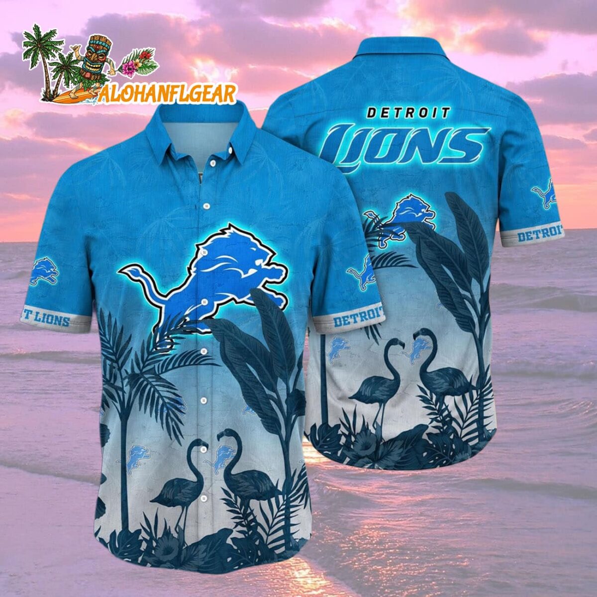 Detroit Lions Flamingo And Flower Funny Hawaiian Shirt, Detroit Lions Aloha Shirt 1 Detroit Lions Flamingo And Flower Funny Hawaiian Shirt Detroit Lions Aloha Shirt 2