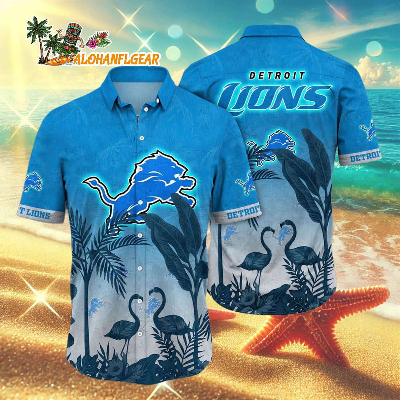 Detroit Lions Flamingo And Flower Funny Hawaiian Shirt, Detroit Lions Aloha Shirt Detroit Lions Flamingo And Flower Funny Hawaiian Shirt, Detroit Lions Aloha Shirt