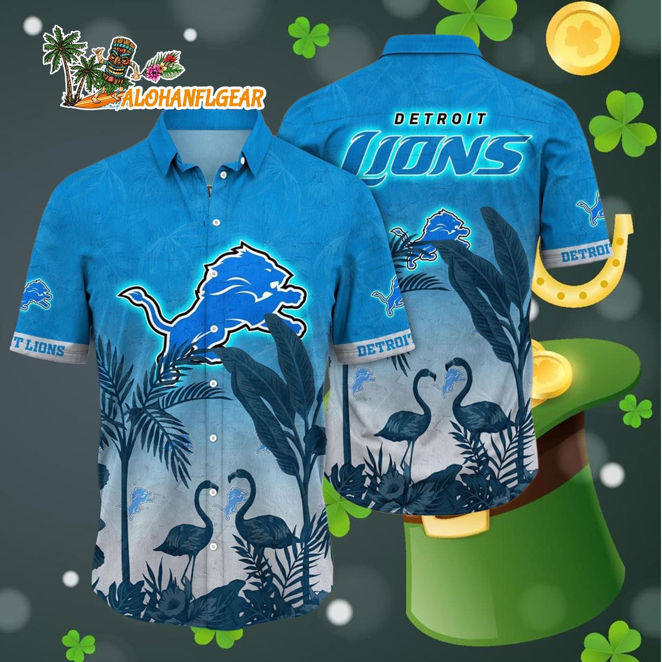 Detroit Lions Flamingo And Flower Funny Hawaiian Shirt, Detroit Lions Aloha Shirt Detroit Lions Flamingo And Flower Funny Hawaiian Shirt, Detroit Lions Aloha Shirt