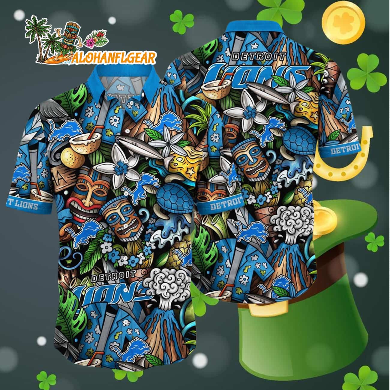 Detroit Lions Flower Tiki Me Off Hawaiian Shirt, Detroit Lions Aloha Shirt Detroit Lions Flower Tiki Me Off Hawaiian Shirt, Detroit Lions Aloha Shirt