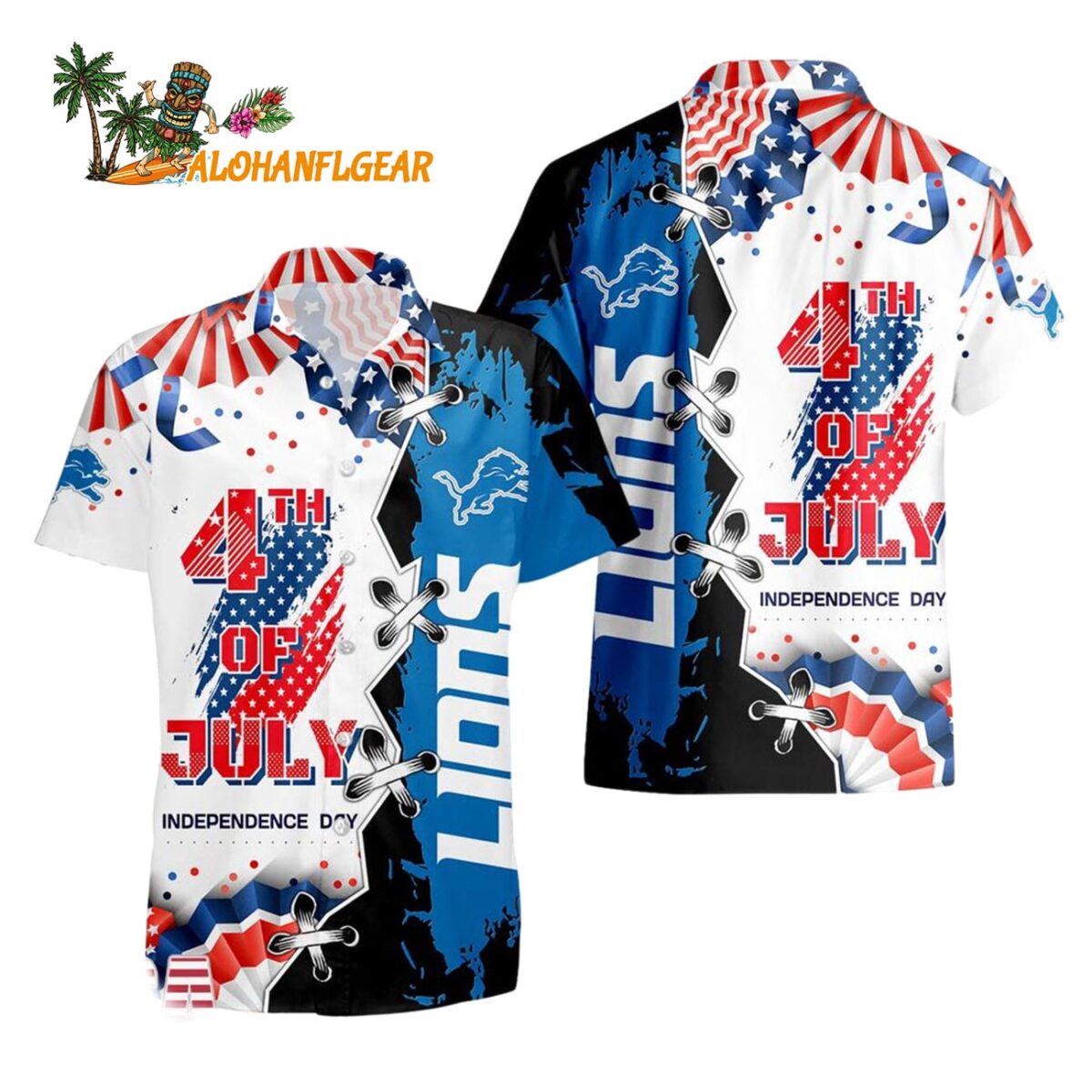 Detroit Lions Happy Independence Day Resurgence Hawaiian Shirt NFL Aloha Shirt 1