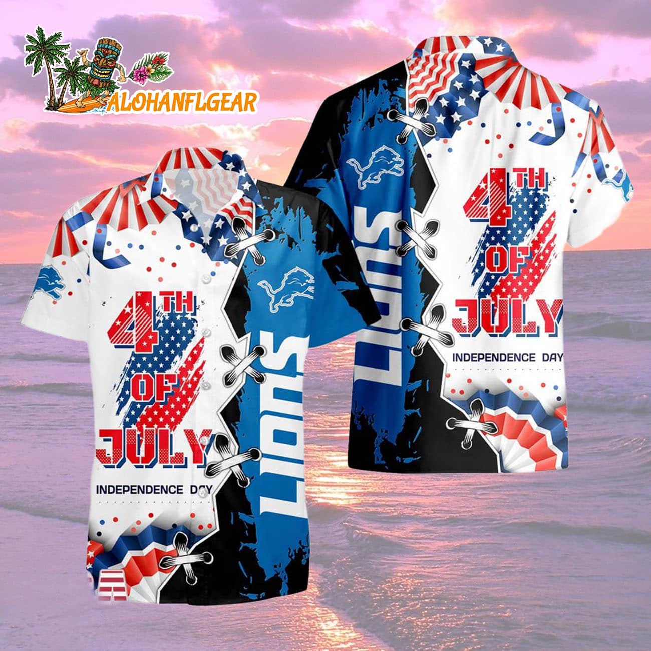 Detroit Lions Happy Independence Day Resurgence Hawaiian Shirt, NFL Aloha Shirt Detroit Lions Happy Independence Day Resurgence Hawaiian Shirt, NFL Aloha Shirt