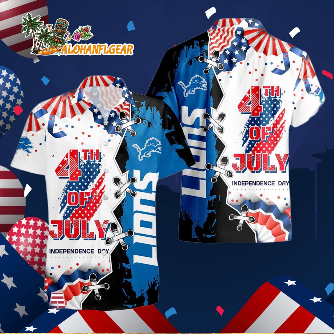 Detroit Lions Happy Independence Day Resurgence Hawaiian Shirt, NFL Aloha Shirt Detroit Lions Happy Independence Day Resurgence Hawaiian Shirt, NFL Aloha Shirt