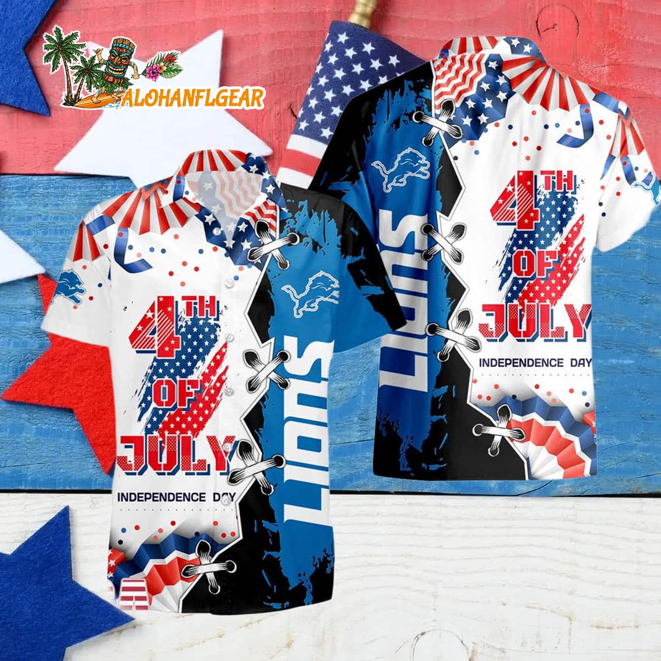Detroit Lions Happy Independence Day Resurgence Hawaiian Shirt, NFL Aloha Shirt Detroit Lions Happy Independence Day Resurgence Hawaiian Shirt, NFL Aloha Shirt