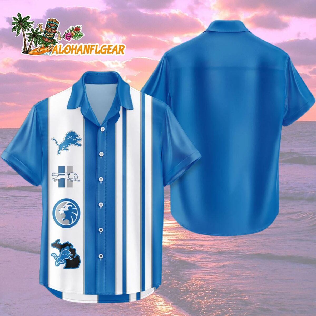 Detroit Lions Hawaiian Shirt Classic Color Contrast, Detroit Lions Aloha Shirt 1 Detroit Lions Hawaiian Shirt Classic Color Contrast 2