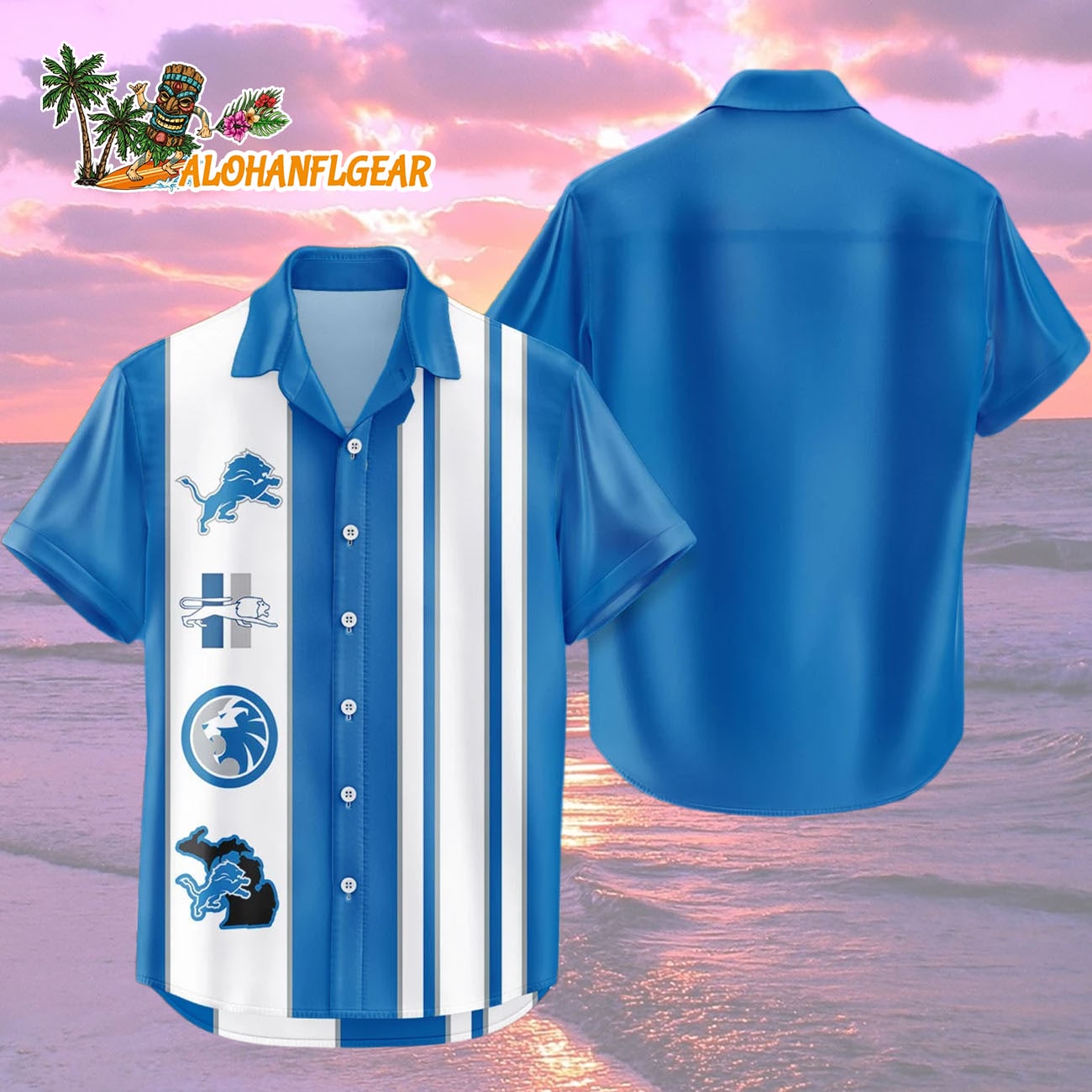 Detroit Lions Hawaiian Shirt Classic Color Contrast, Detroit Lions Aloha Shirt Detroit Lions Hawaiian Shirt Classic Color Contrast, Detroit Lions Aloha Shirt