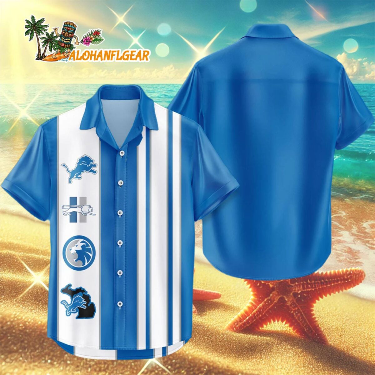 Detroit Lions Hawaiian Shirt Classic Color Contrast, Detroit Lions Aloha Shirt 2 Detroit Lions Hawaiian Shirt Classic Color Contrast 3