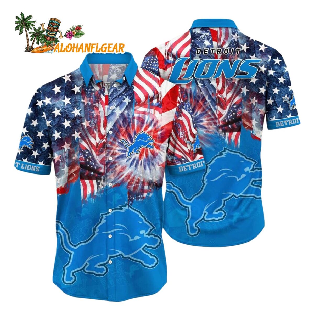 Detroit Lions Independence Day Hawaiian Shirt NFL Aloha Shirt 1