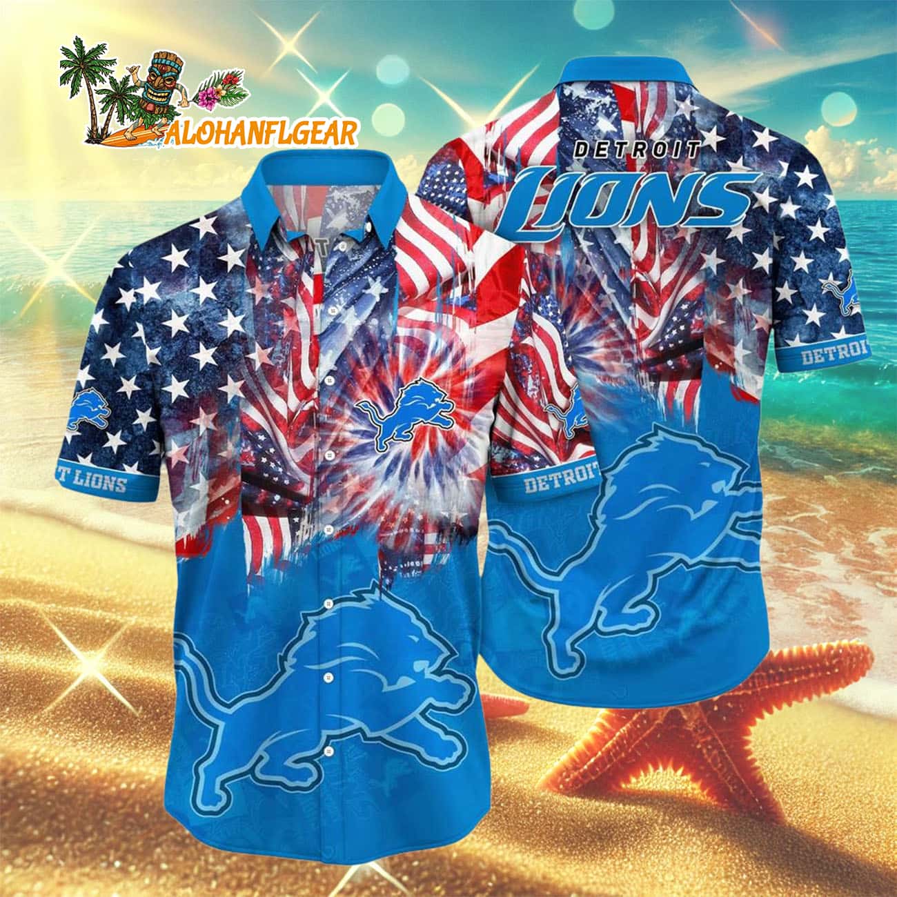 Detroit Lions Independence Day Hawaiian Shirt, NFL Aloha Shirt Detroit Lions Independence Day Hawaiian Shirt, NFL Aloha Shirt