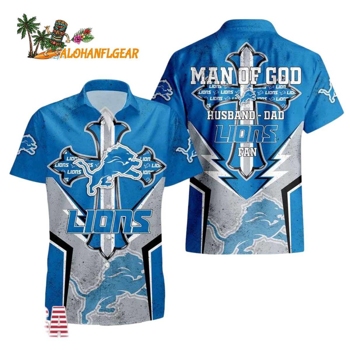 Detroit Lions Man Of God Gift For Fathers Day Hawaiian Shirt Detroit Lions Aloha Shirt 1