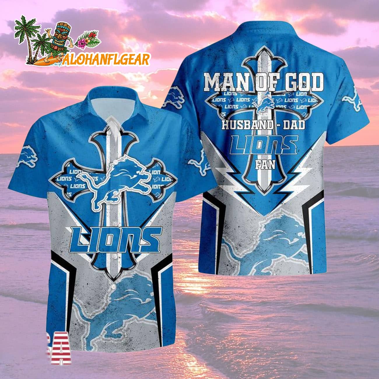 Detroit Lions Man Of God Gift For Fathers Day Hawaiian Shirt, Detroit Lions Aloha Shirt Detroit Lions Man Of God Gift For Fathers Day Hawaiian Shirt, Detroit Lions Aloha Shirt