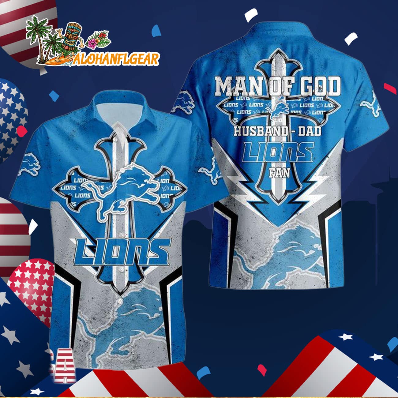 Detroit Lions Man Of God Gift For Fathers Day Hawaiian Shirt, Detroit Lions Aloha Shirt Detroit Lions Man Of God Gift For Fathers Day Hawaiian Shirt, Detroit Lions Aloha Shirt