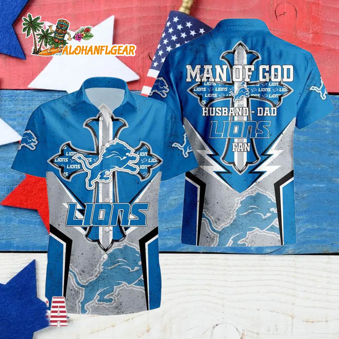 Detroit Lions Man Of God Gift For Fathers Day Hawaiian Shirt, Detroit Lions Aloha Shirt Detroit Lions Man Of God Gift For Fathers Day Hawaiian Shirt, Detroit Lions Aloha Shirt