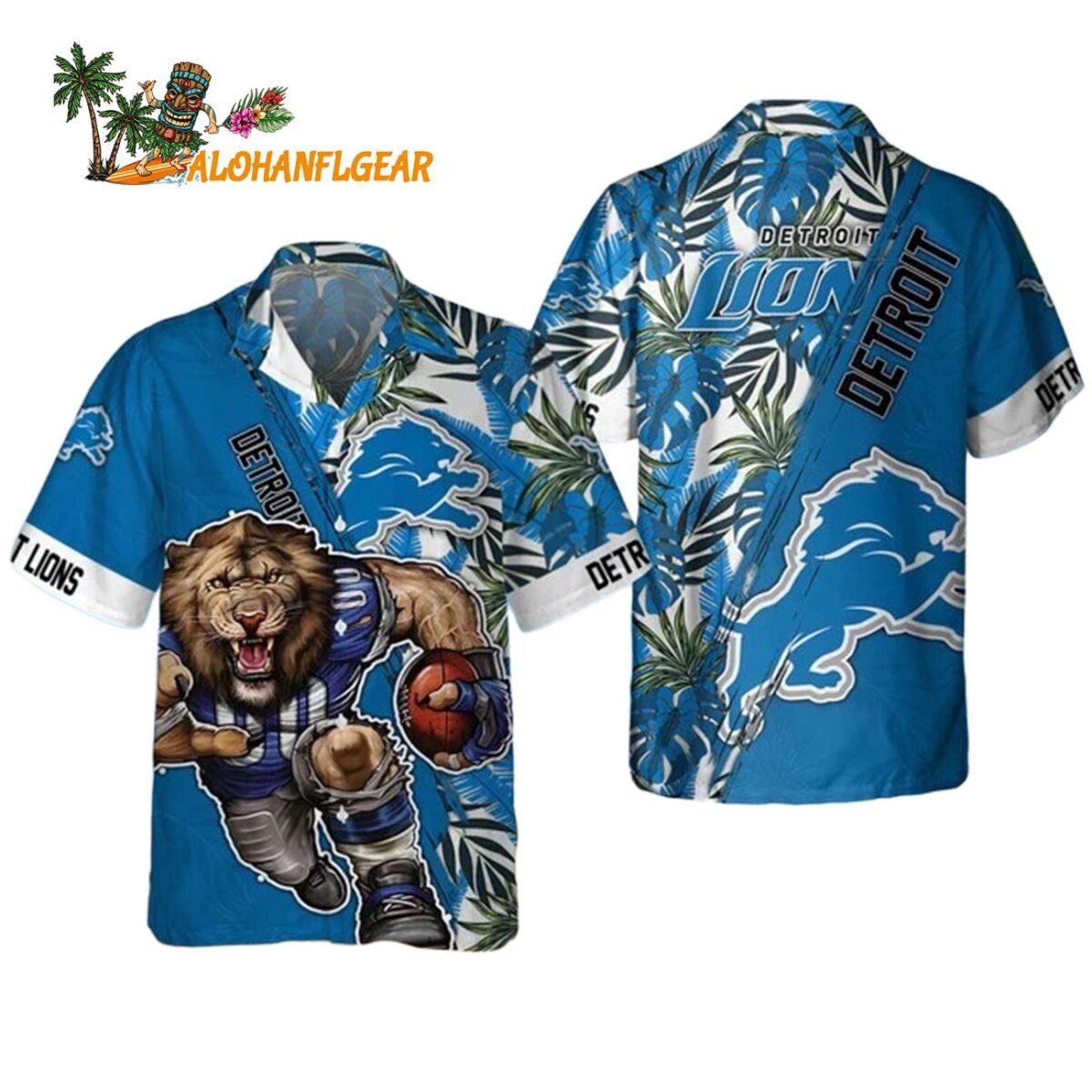 Detroit Lions Mascot Summer Hawaiian Shirt Detroit Lions Aloha Shirt 1
