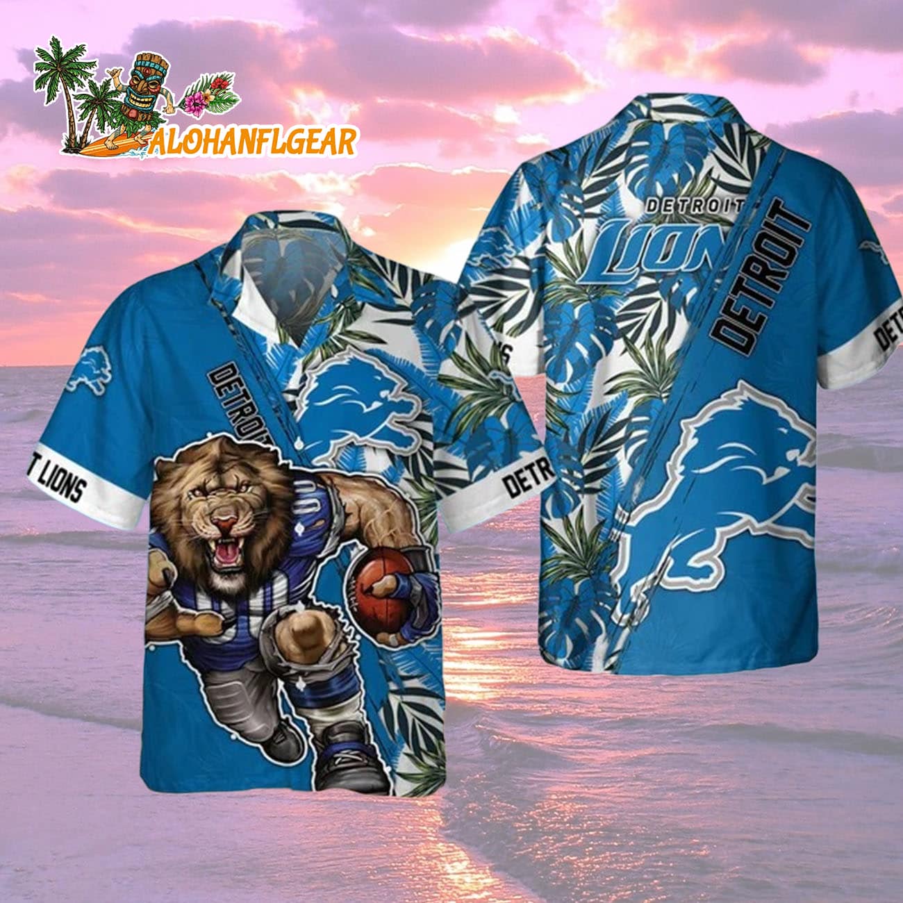 Detroit Lions Mascot Summer Hawaiian Shirt, Detroit Lions Aloha Shirt Detroit Lions Mascot Summer Hawaiian Shirt, Detroit Lions Aloha Shirt