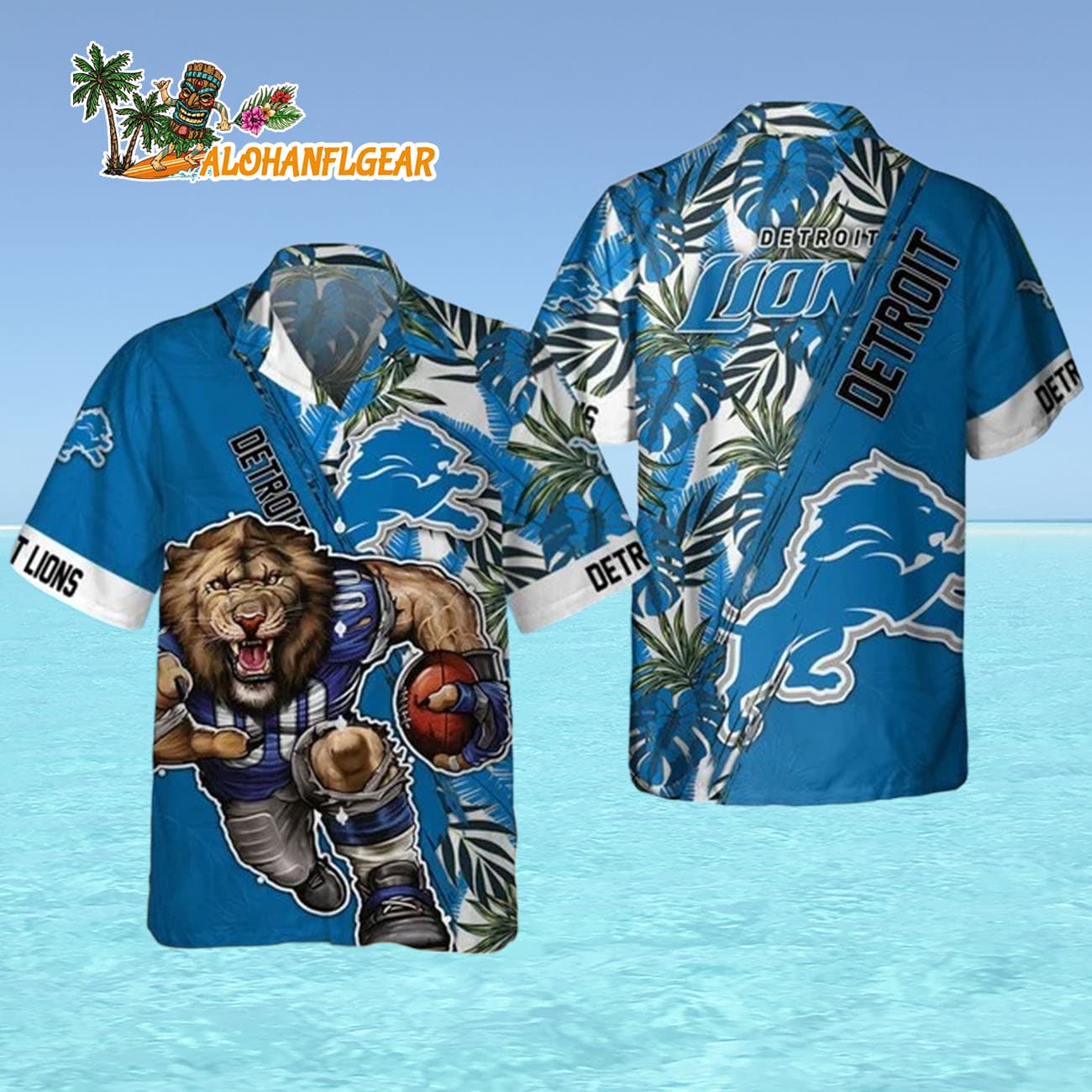Detroit Lions Mascot Summer Hawaiian Shirt, Detroit Lions Aloha Shirt Detroit Lions Mascot Summer Hawaiian Shirt, Detroit Lions Aloha Shirt