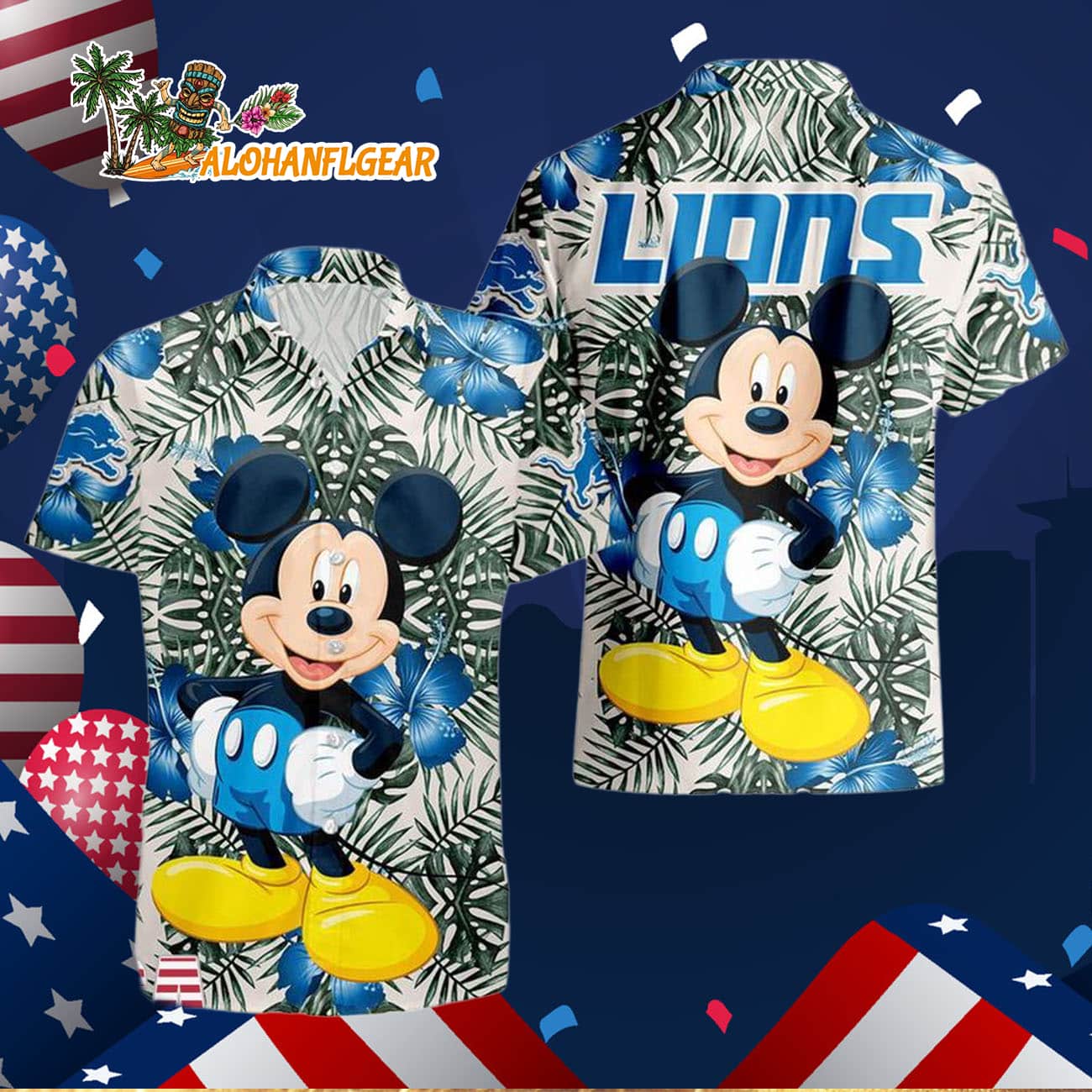 Detroit Lions Mickey Disney Limited Edition Hawaiian Shirt, Detroit Lions Aloha Shirt Detroit Lions Mickey Disney Limited Edition Hawaiian Shirt, Detroit Lions Aloha Shirt