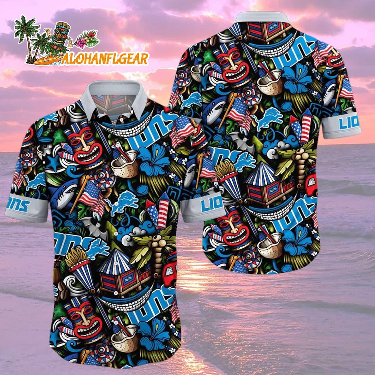 Detroit Lions Tiki Me Off Hawaiian Shirt, Detroit Lions Aloha Shirt Detroit Lions Tiki Me Off Hawaiian Shirt, Detroit Lions Aloha Shirt