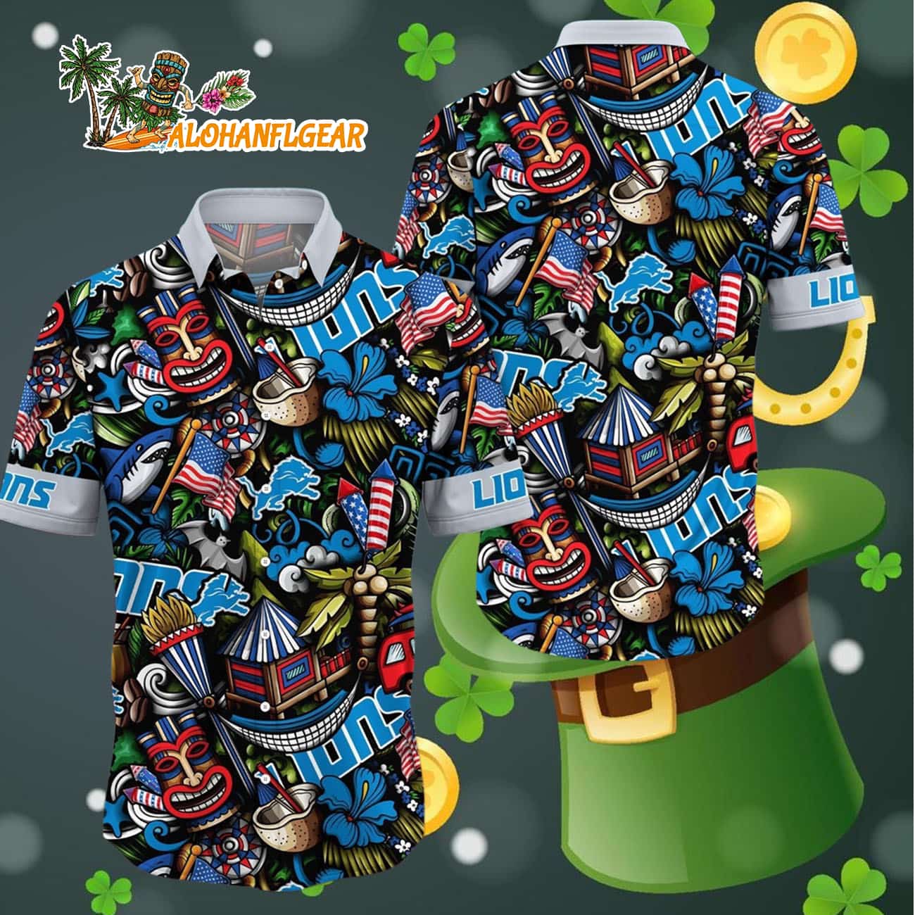 Detroit Lions Tiki Me Off Hawaiian Shirt, Detroit Lions Aloha Shirt Detroit Lions Tiki Me Off Hawaiian Shirt, Detroit Lions Aloha Shirt