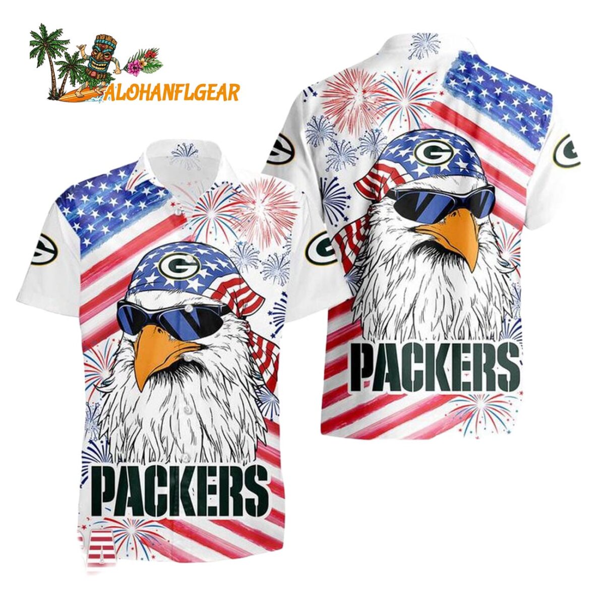 Green Bay Packers American Eagle Emblem Hawaiian Shirt Green Bay Packers Aloha Shirt 1