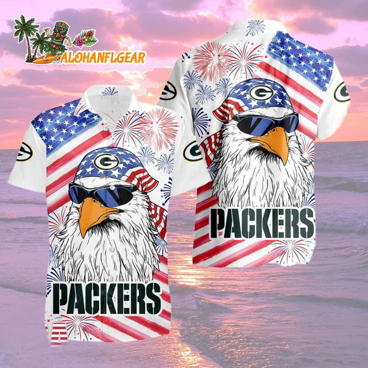 Green Bay Packers American Eagle Emblem Hawaiian Shirt Green Bay Packers Aloha Shirt 2