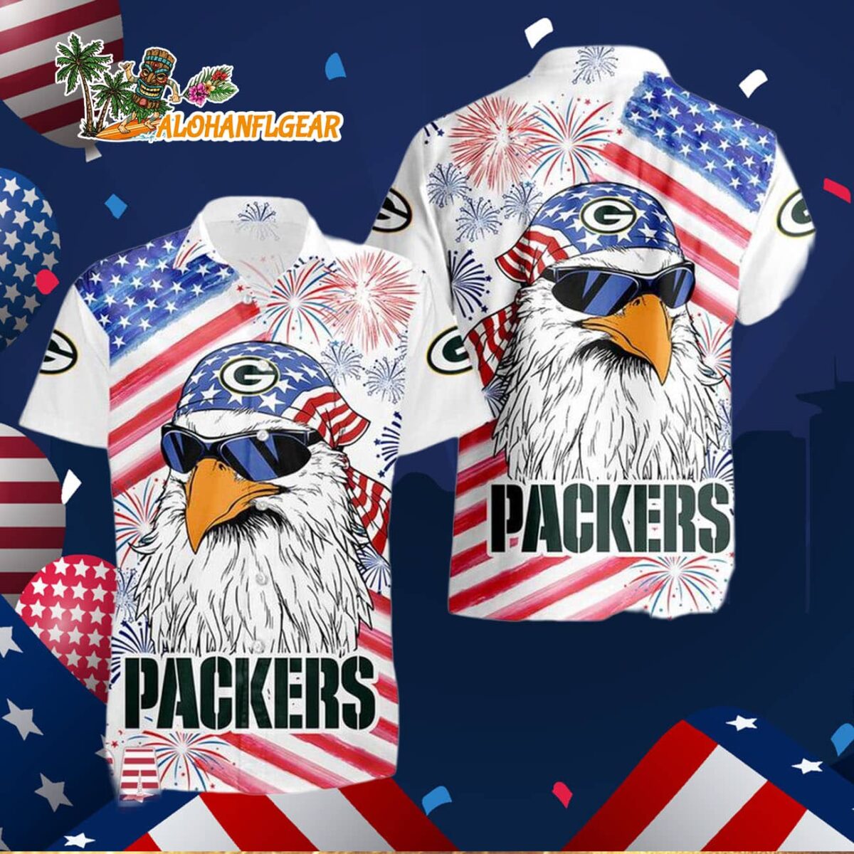 Green Bay Packers American Eagle Emblem Hawaiian Shirt Green Bay Packers Aloha Shirt 3