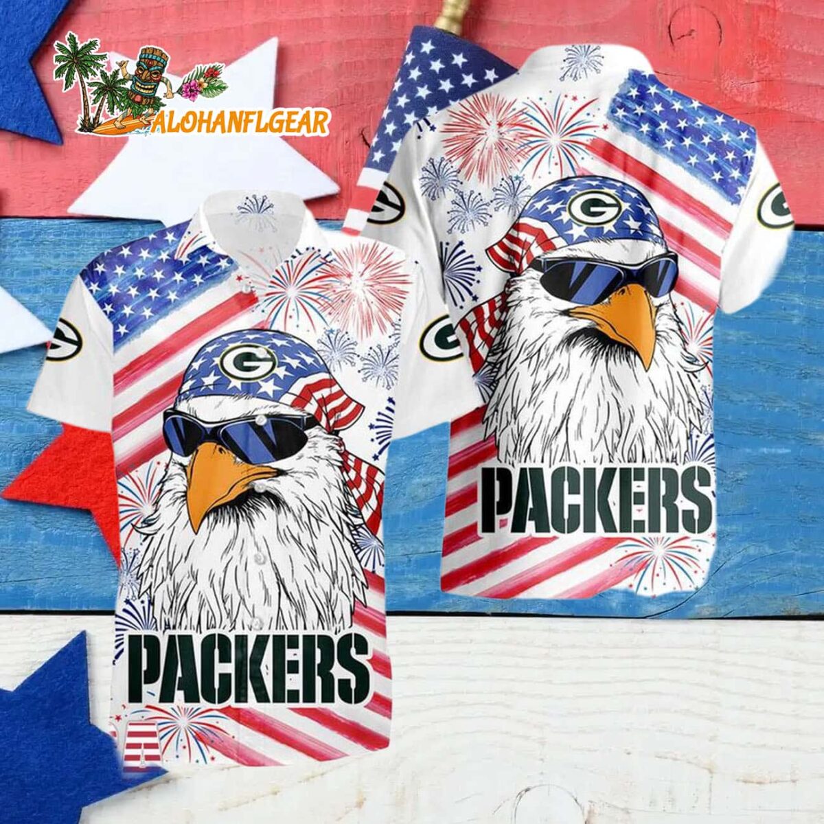 Green Bay Packers American Eagle Emblem Hawaiian Shirt Green Bay Packers Aloha Shirt 4