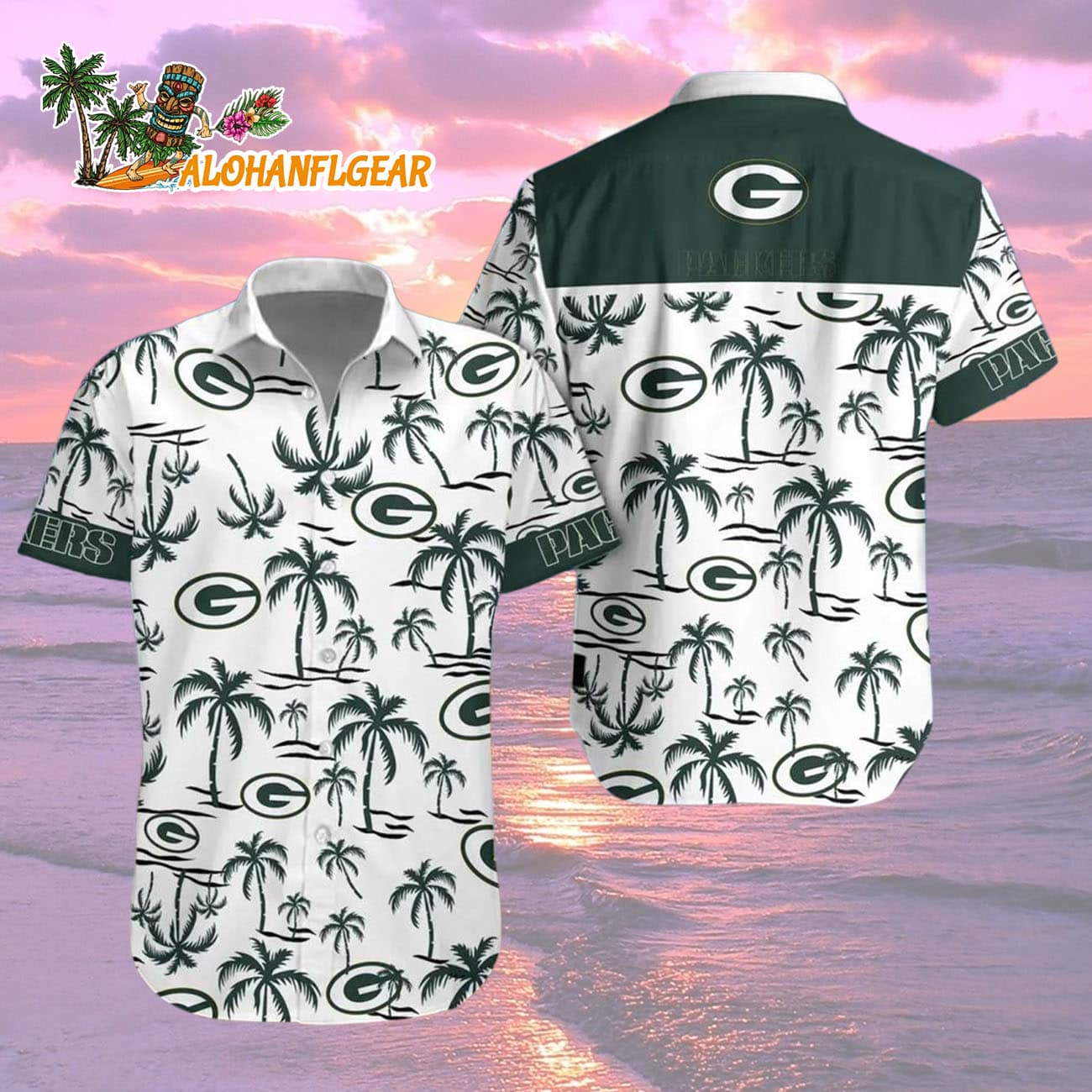 Green Bay Packers Coconut Logo Beach Hawaiian Shirt, NFL Aloha Shirt Green Bay Packers Coconut Logo Beach Hawaiian Shirt, NFL Aloha Shirt