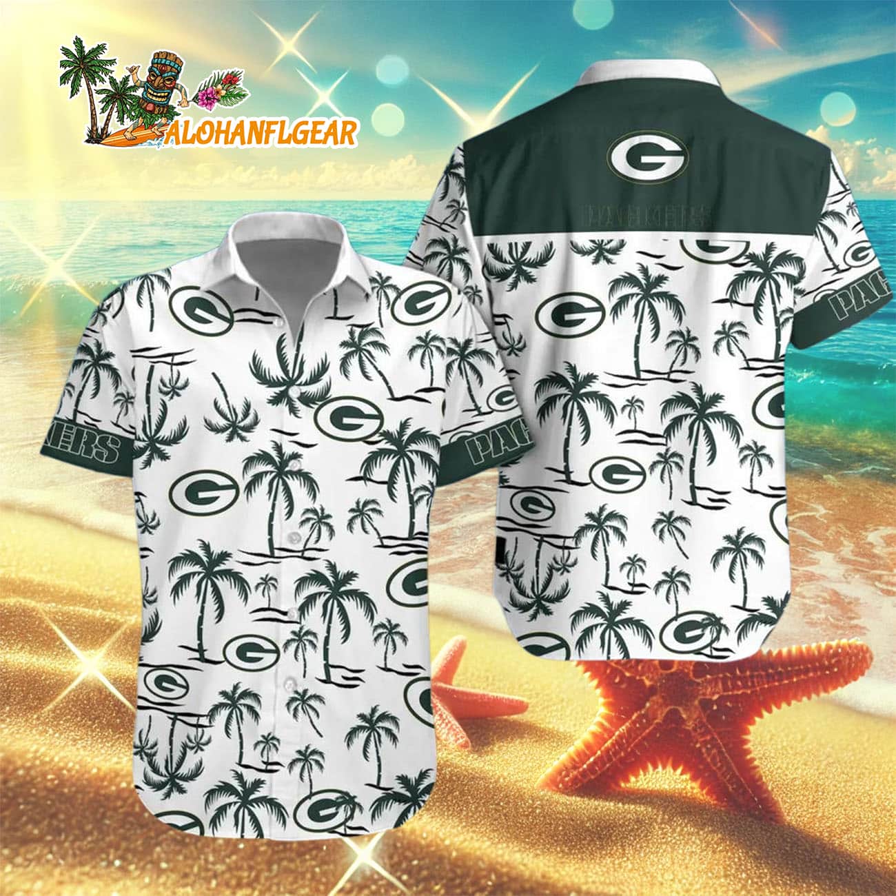 Green Bay Packers Coconut Logo Beach Hawaiian Shirt, NFL Aloha Shirt Green Bay Packers Coconut Logo Beach Hawaiian Shirt, NFL Aloha Shirt