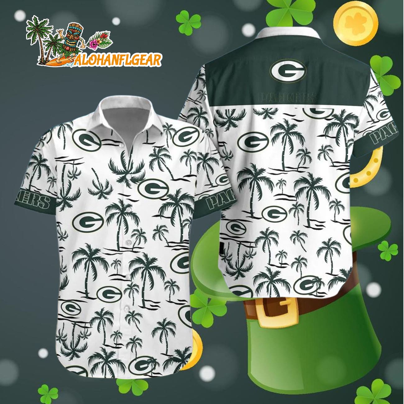 Green Bay Packers Coconut Logo Beach Hawaiian Shirt, NFL Aloha Shirt Green Bay Packers Coconut Logo Beach Hawaiian Shirt, NFL Aloha Shirt