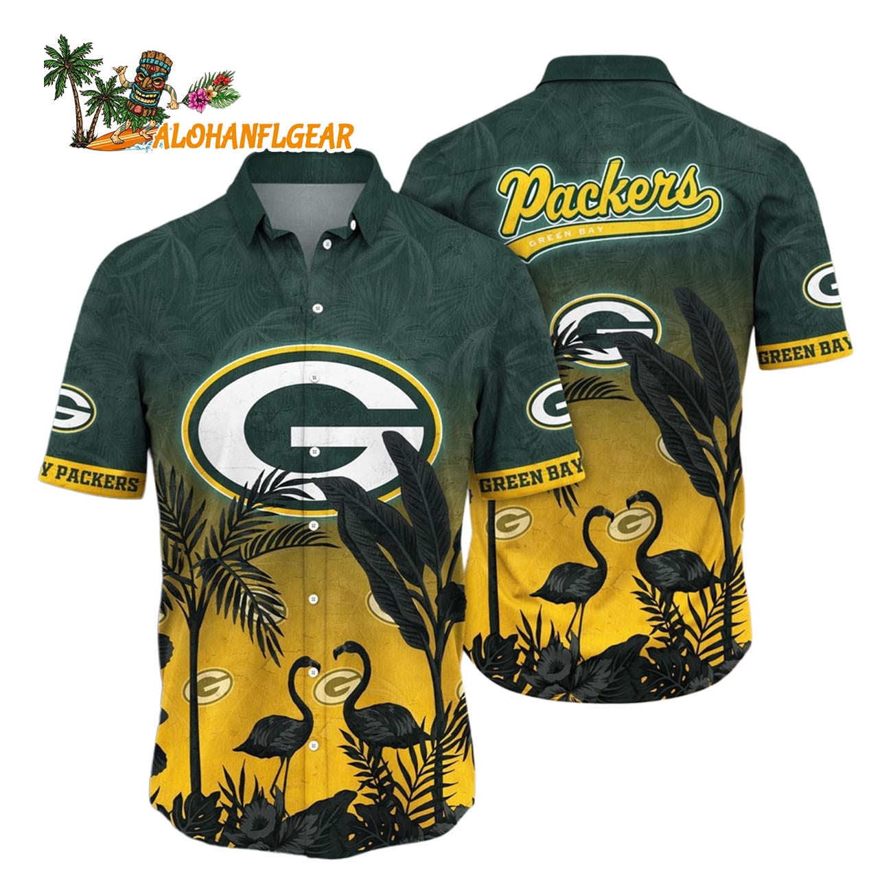 Green Bay Packers Flamingo And Flower Funny Hawaiian Shirt, Green Bay Packers Aloha Shirt Green Bay Packers Flamingo And Flower Funny Hawaiian Shirt, Green Bay Packers Aloha Shirt
