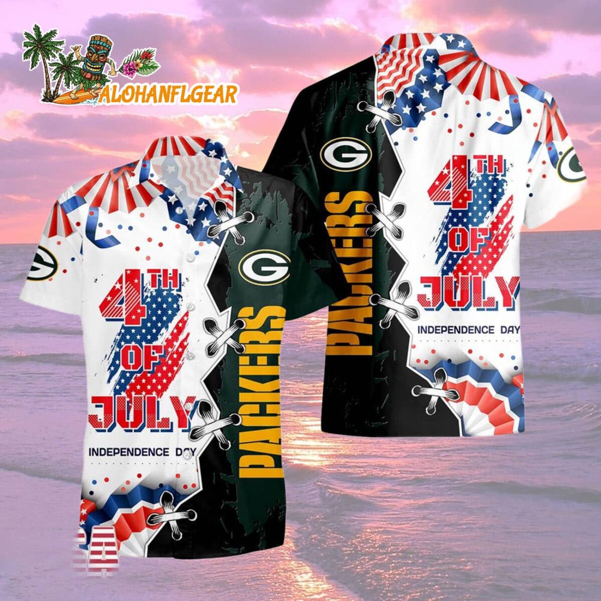 Green Bay Packers Happy Independence Day Resurgence Hawaiian Shirt NFL Aloha Shirt 2