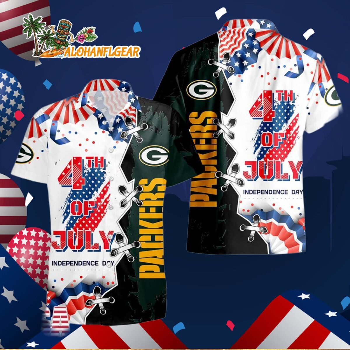 Green Bay Packers Happy Independence Day Resurgence Hawaiian Shirt NFL Aloha Shirt 3