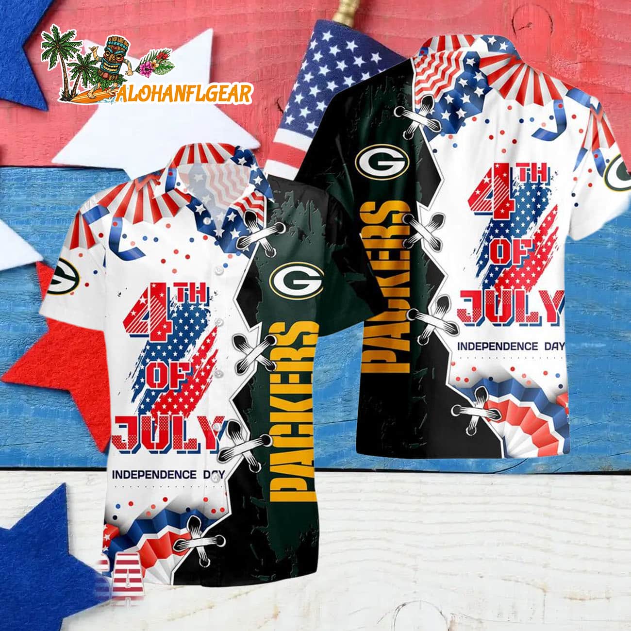 Green Bay Packers Happy Independence Day Resurgence Hawaiian Shirt, NFL Aloha Shirt Green Bay Packers Happy Independence Day Resurgence Hawaiian Shirt, NFL Aloha Shirt