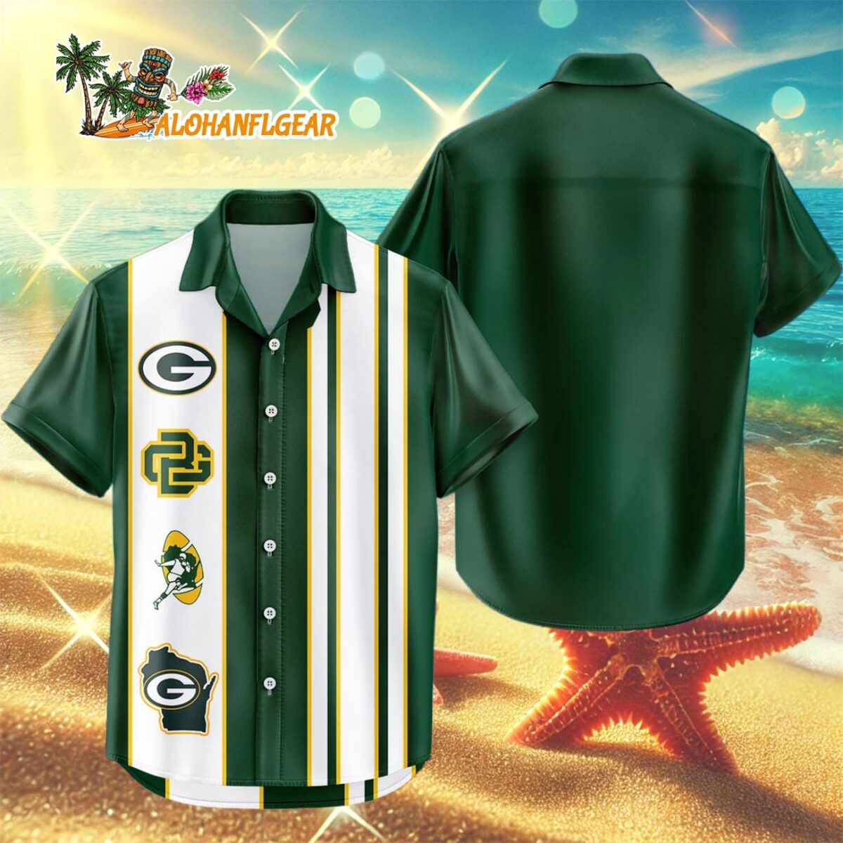 Green Bay Packers Hawaiian Shirt Classic Color Contrast 3