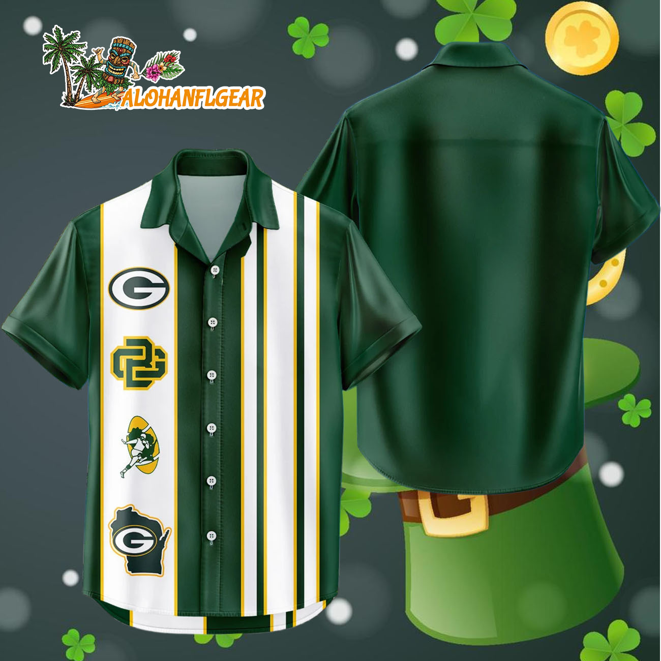Green Bay Packers Hawaiian Shirt Classic Color Contrast, Green Bay Packers Aloha Shirt Green Bay Packers Hawaiian Shirt Classic Color Contrast, Green Bay Packers Aloha Shirt
