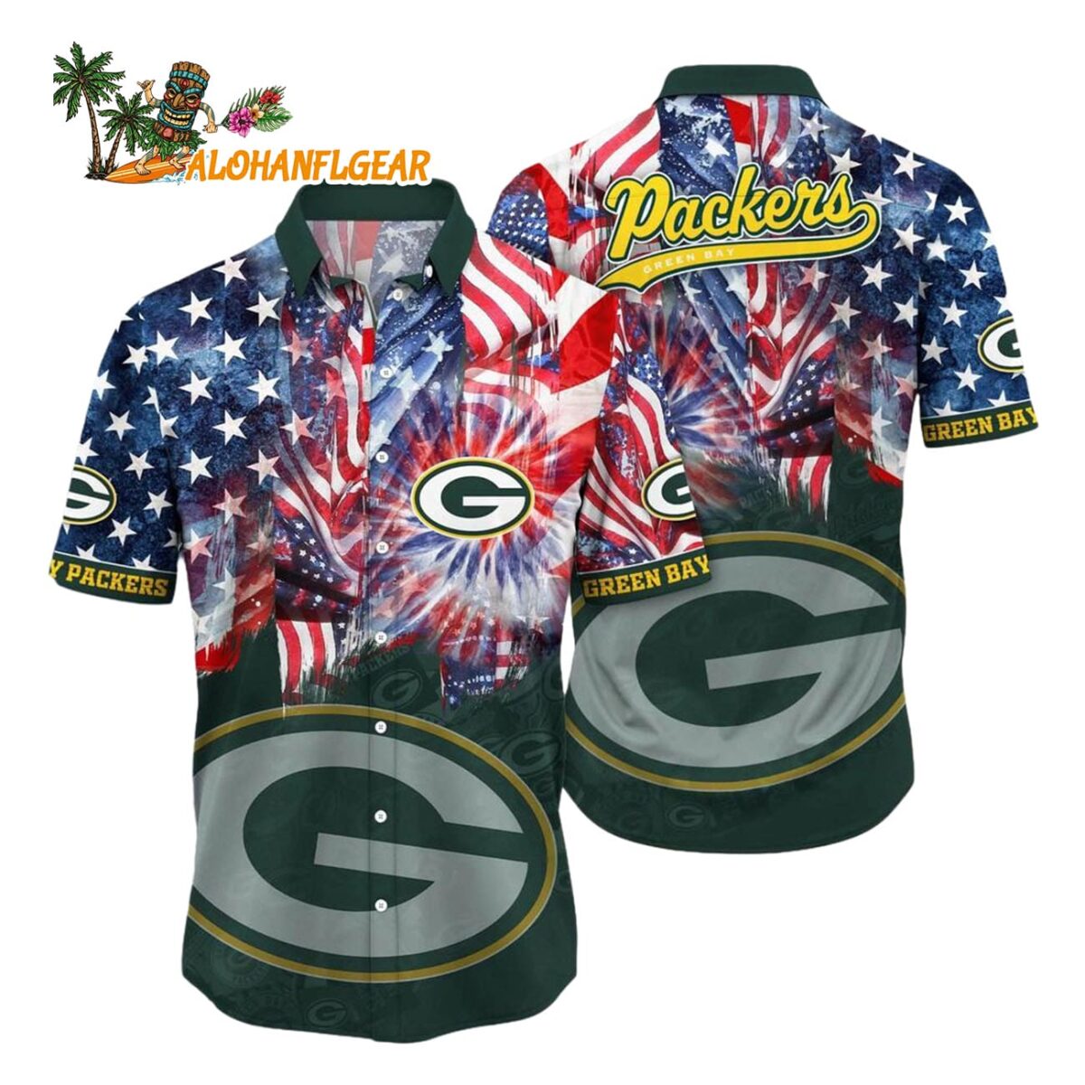 Green Bay Packers Independence Day Hawaiian Shirt NFL Aloha Shirt 1