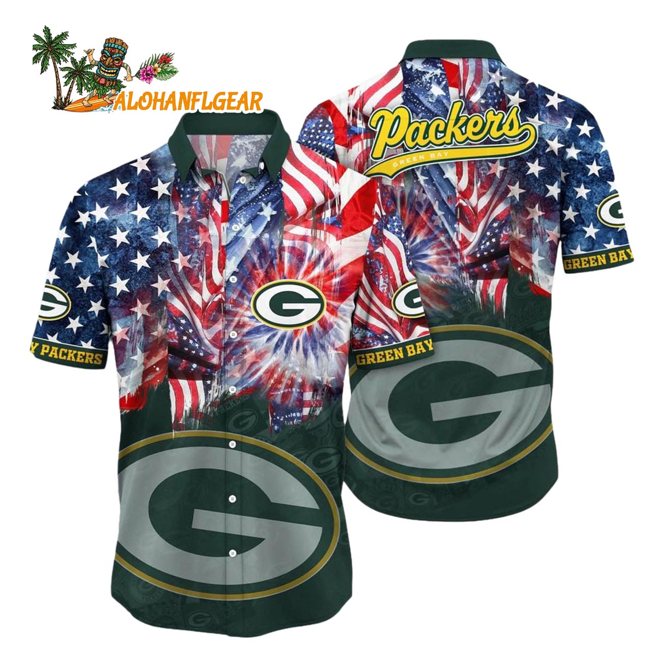 Green Bay Packers Independence Day Hawaiian Shirt, NFL Aloha Shirt Green Bay Packers Independence Day Hawaiian Shirt, NFL Aloha Shirt