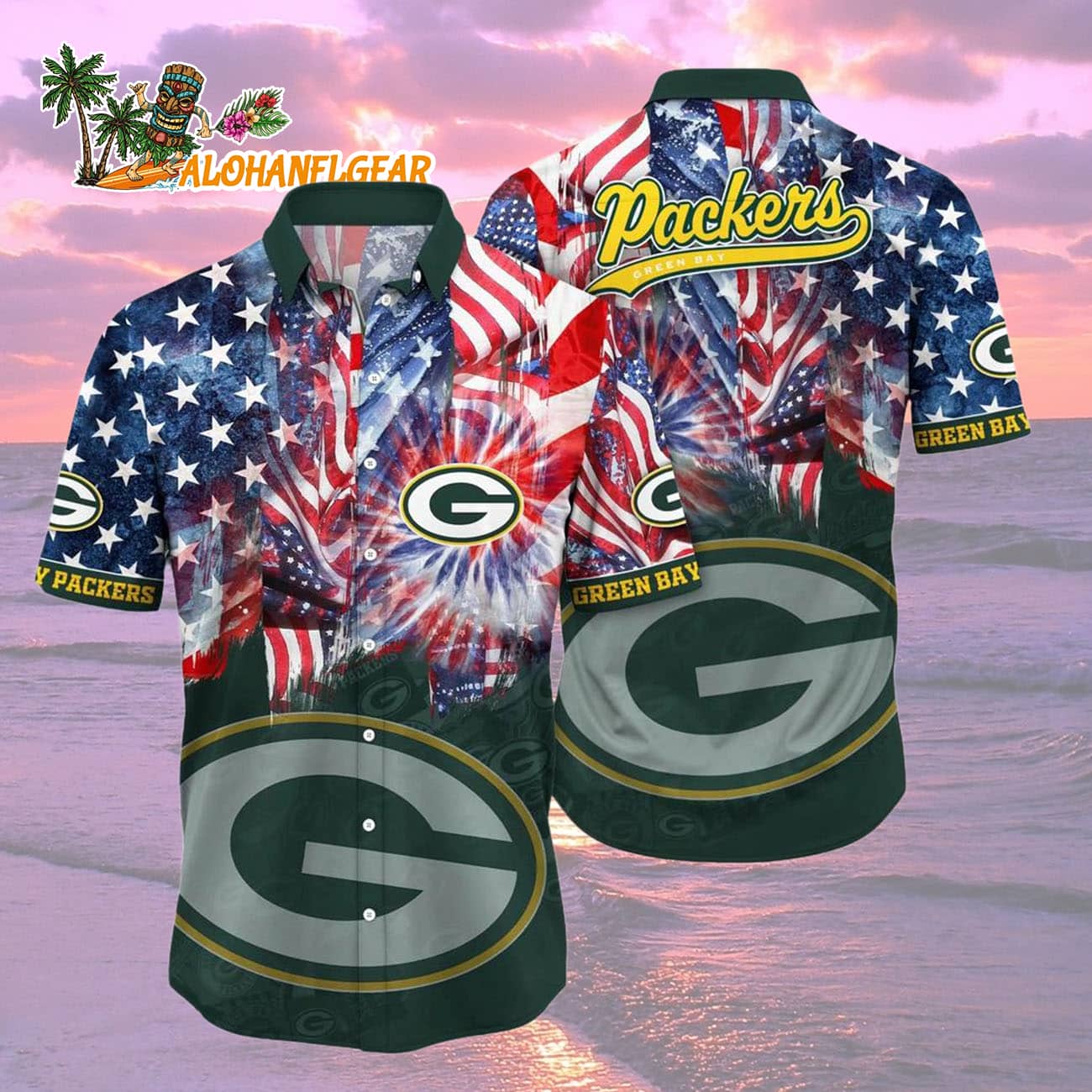 Green Bay Packers Independence Day Hawaiian Shirt, NFL Aloha Shirt Green Bay Packers Independence Day Hawaiian Shirt, NFL Aloha Shirt