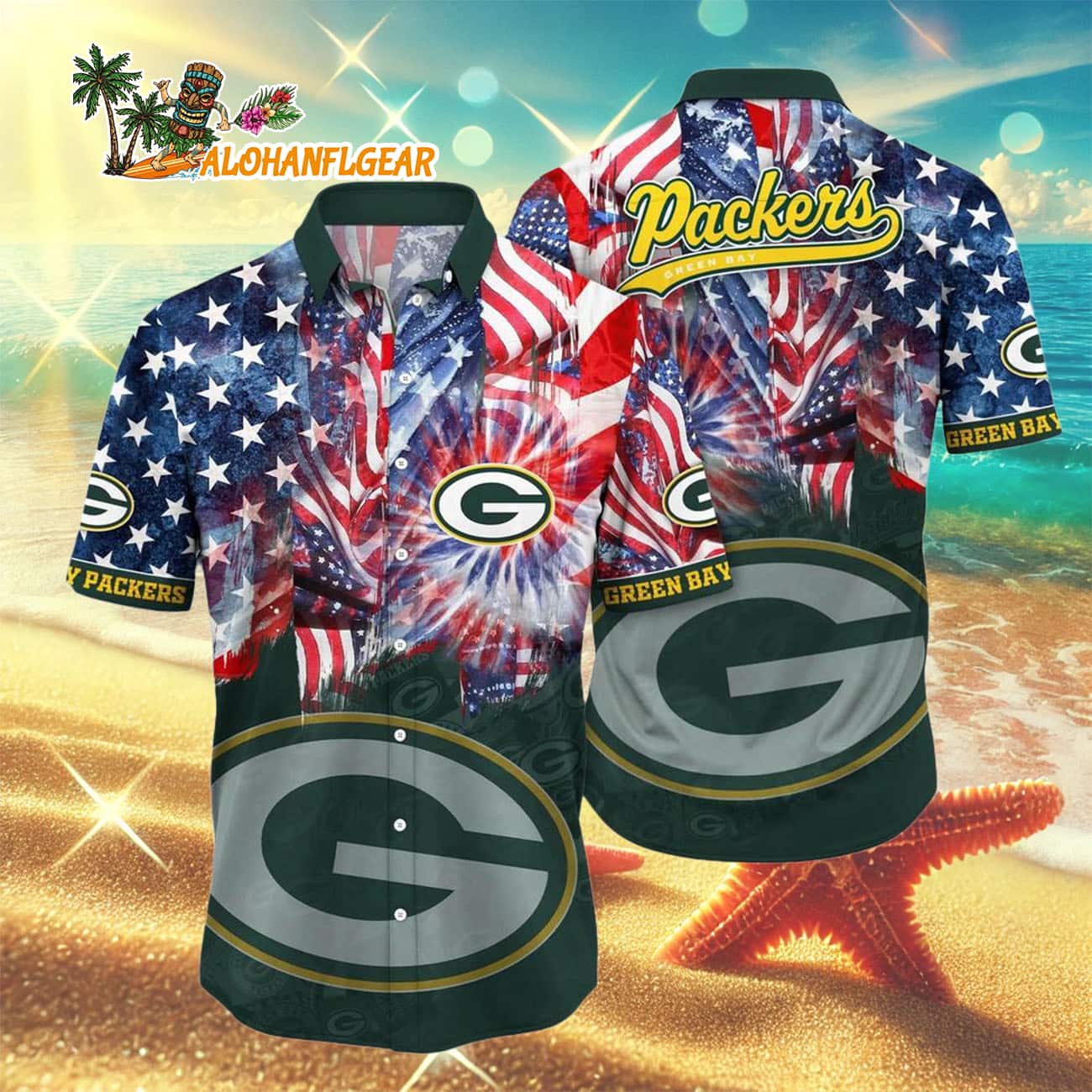 Green Bay Packers Independence Day Hawaiian Shirt, NFL Aloha Shirt Green Bay Packers Independence Day Hawaiian Shirt, NFL Aloha Shirt