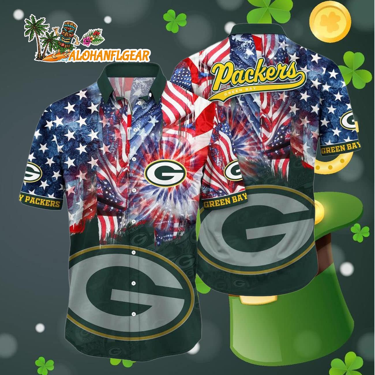 Green Bay Packers Independence Day Hawaiian Shirt, NFL Aloha Shirt Green Bay Packers Independence Day Hawaiian Shirt, NFL Aloha Shirt