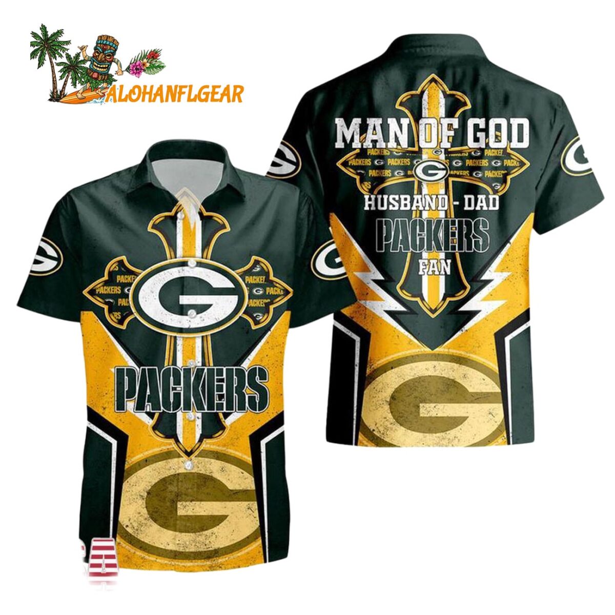 Green Bay Packers Man Of God Gift For Fathers Day Hawaiian Shirt Green Bay Packers Aloha Shirt 1