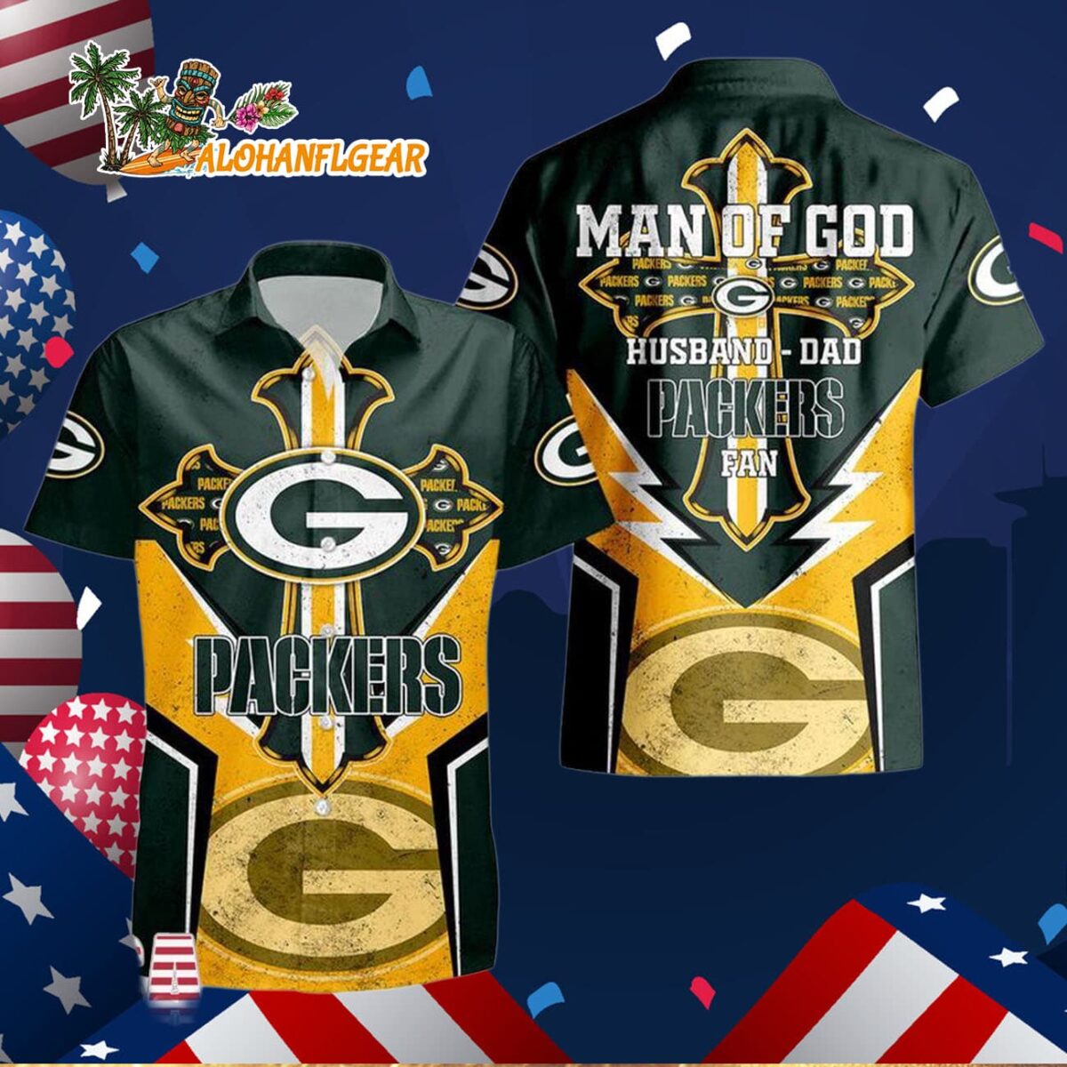 Green Bay Packers Man Of God Gift For Fathers Day Hawaiian Shirt Green Bay Packers Aloha Shirt 3
