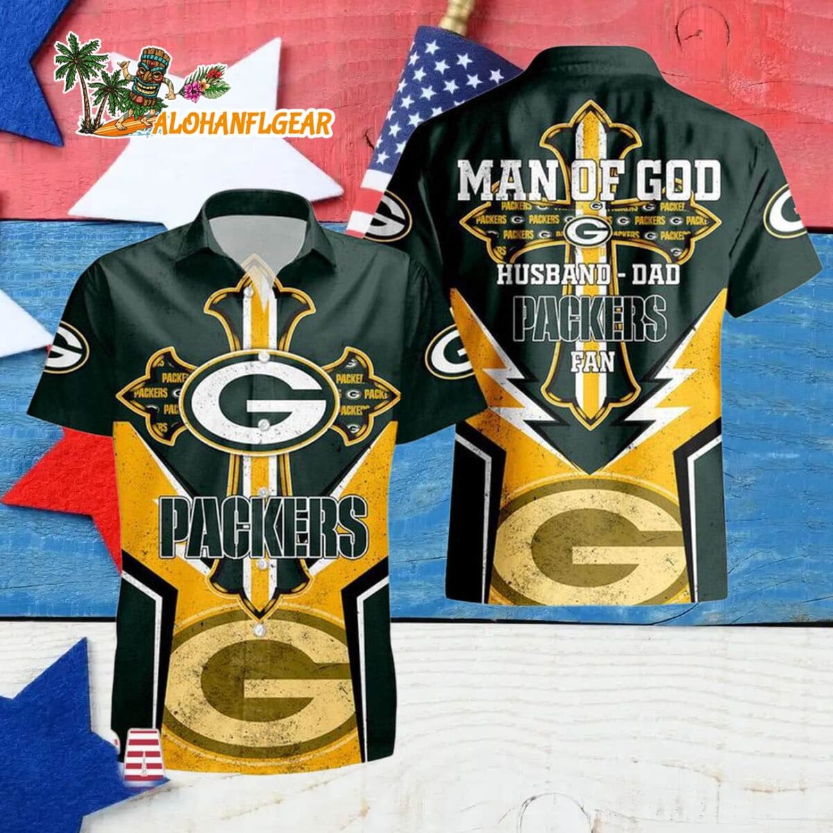 Green Bay Packers Man Of God Gift For Fathers Day Hawaiian Shirt Green Bay Packers Aloha Shirt 4