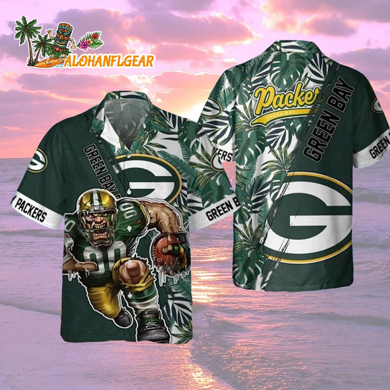 Green Bay Packers Mascot Summer Hawaiian Shirt, Green Bay Packers Aloha Shirt Green Bay Packers Mascot Summer Hawaiian Shirt, Green Bay Packers Aloha Shirt