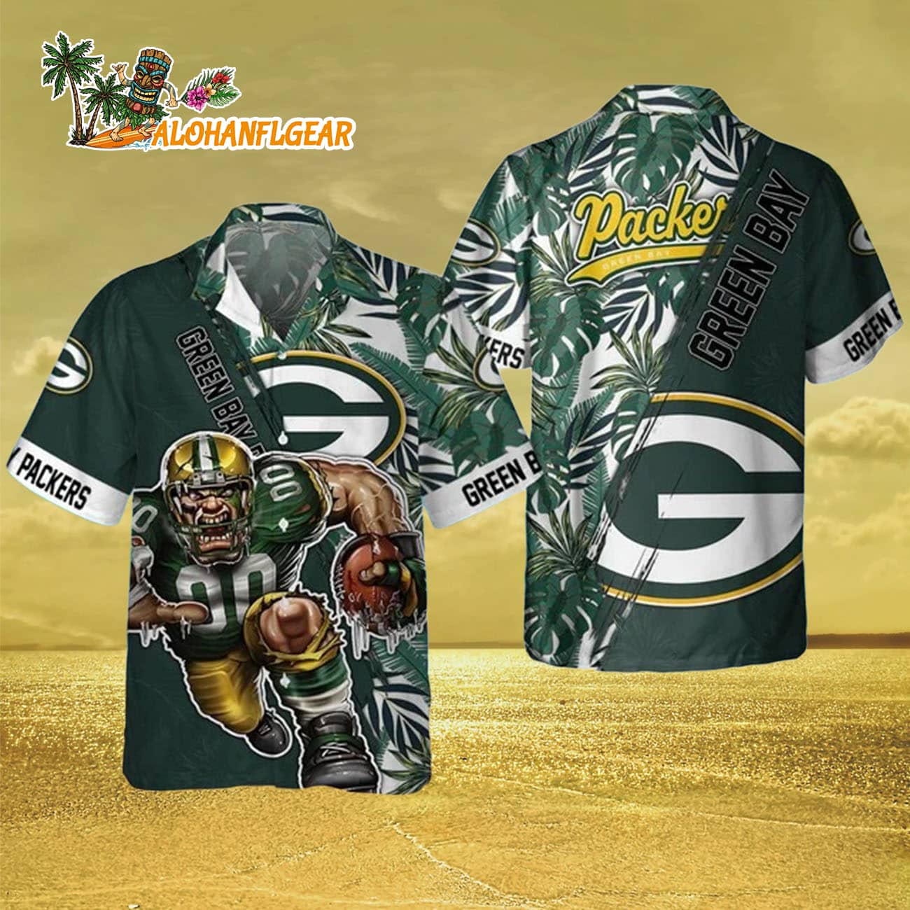 Green Bay Packers Mascot Summer Hawaiian Shirt, Green Bay Packers Aloha Shirt Green Bay Packers Mascot Summer Hawaiian Shirt, Green Bay Packers Aloha Shirt