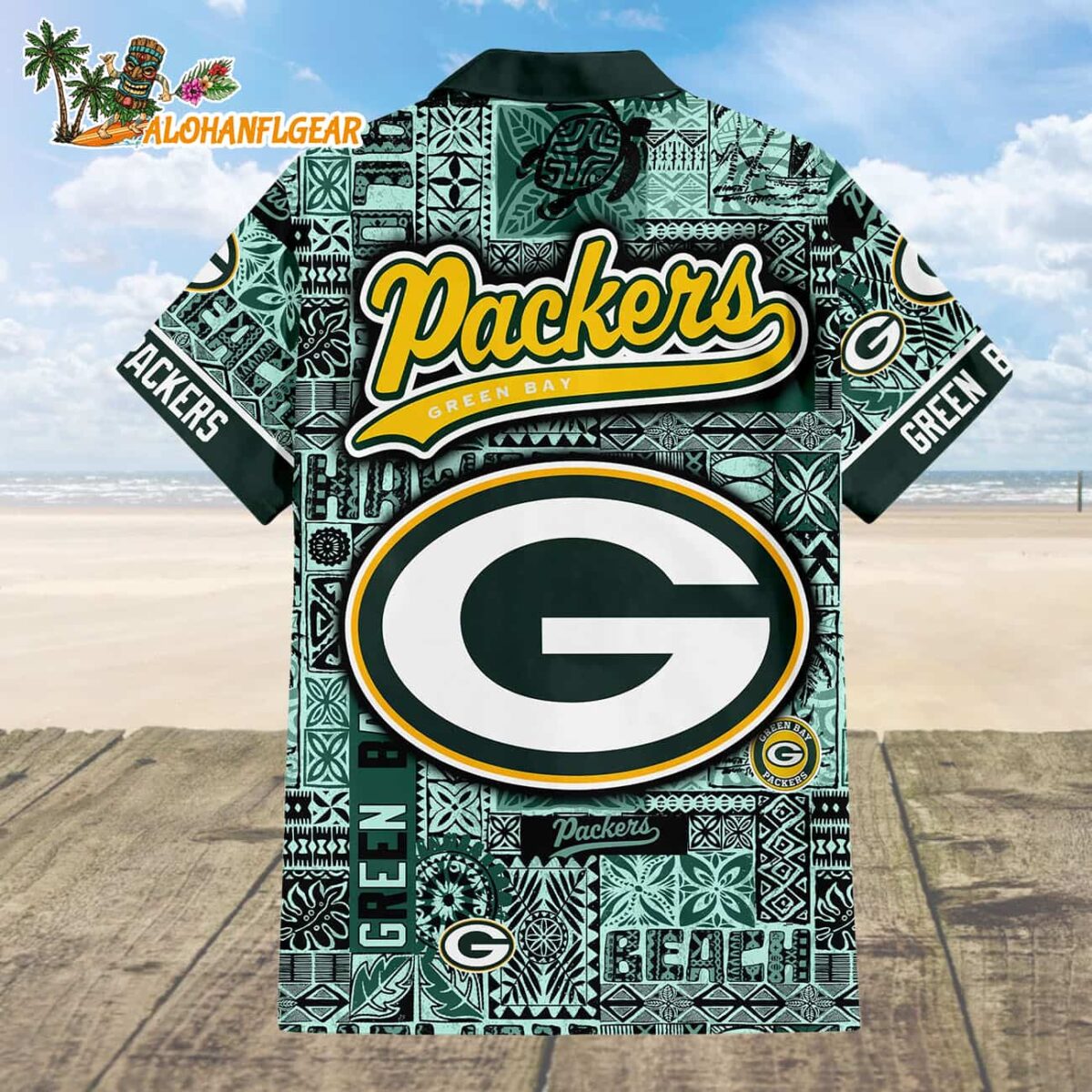 Green Bay Packers Tapa Patterns Hawaiian Shirt NFL Aloha Shirt 2