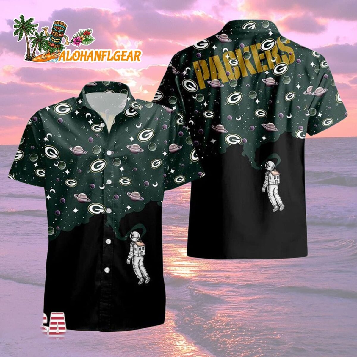 Green Bay Packers Universal Astronaut Pattern Hawaiian Shirt, Green Bay Packers Aloha Shirt 1 Green Bay Packers Universal Astronaut Pattern Hawaiian Shirt Green Bay Packers Aloha Shirt 2