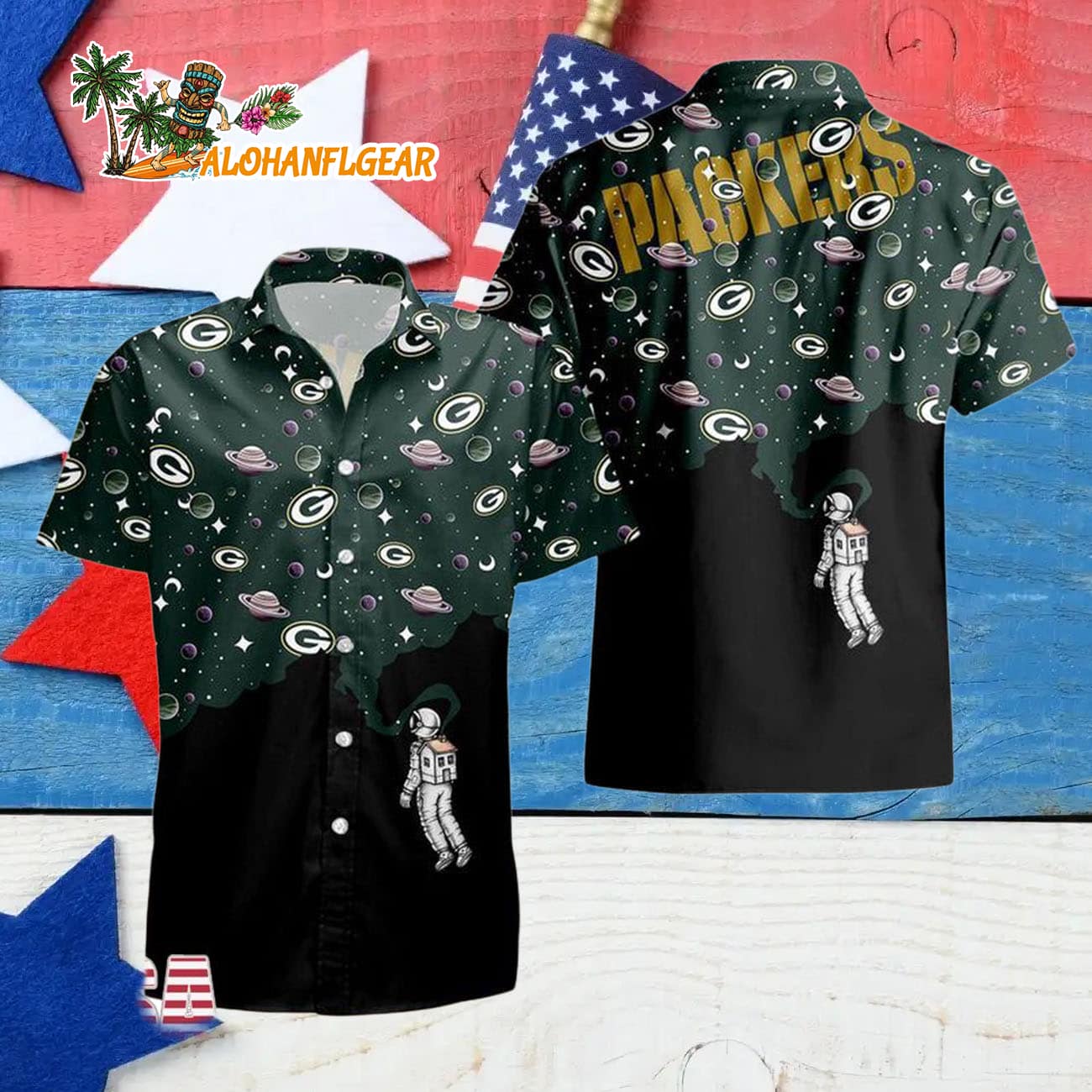 Green Bay Packers Universal Astronaut Pattern Hawaiian Shirt, Green Bay Packers Aloha Shirt Green Bay Packers Universal Astronaut Pattern Hawaiian Shirt, Green Bay Packers Aloha Shirt