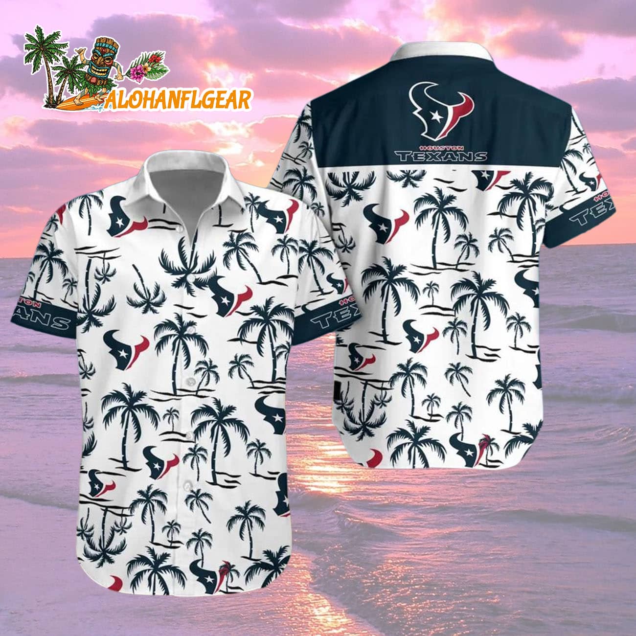 Houston Texans Coconut Logo Beach Hawaiian Shirt, NFL Aloha Shirt Houston Texans Coconut Logo Beach Hawaiian Shirt, NFL Aloha Shirt